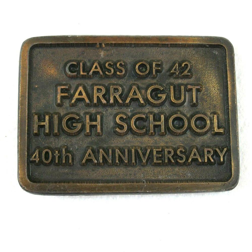 Vintage 1982 Belt Buckle Class Of 1942 Farragut High School Knoxville Tennessee